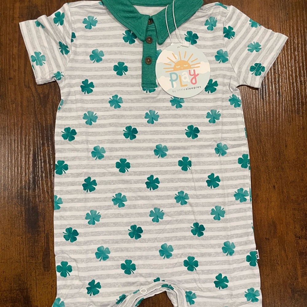 NWT Little Sleepies Lucky Stripes Shorty Romper